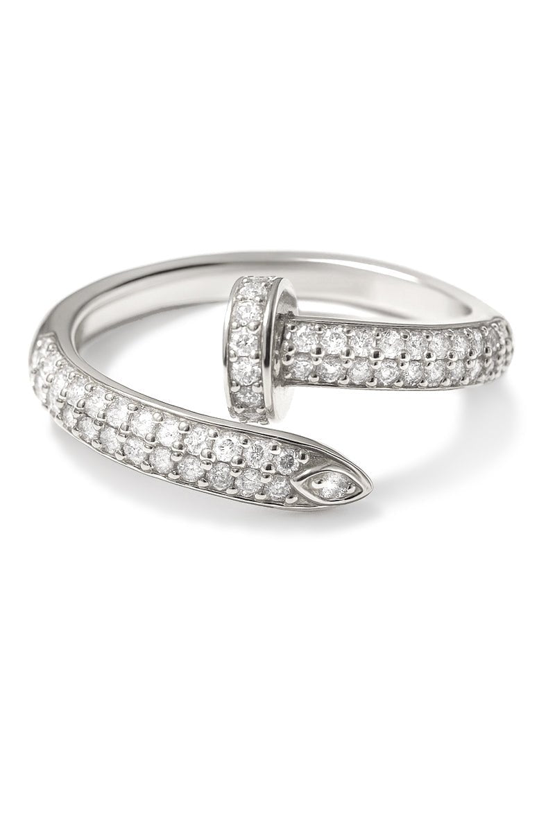Twisted Nail Ring Silver – Pavé Clio Mini Ring | Stackable CZ Ring - St geran
