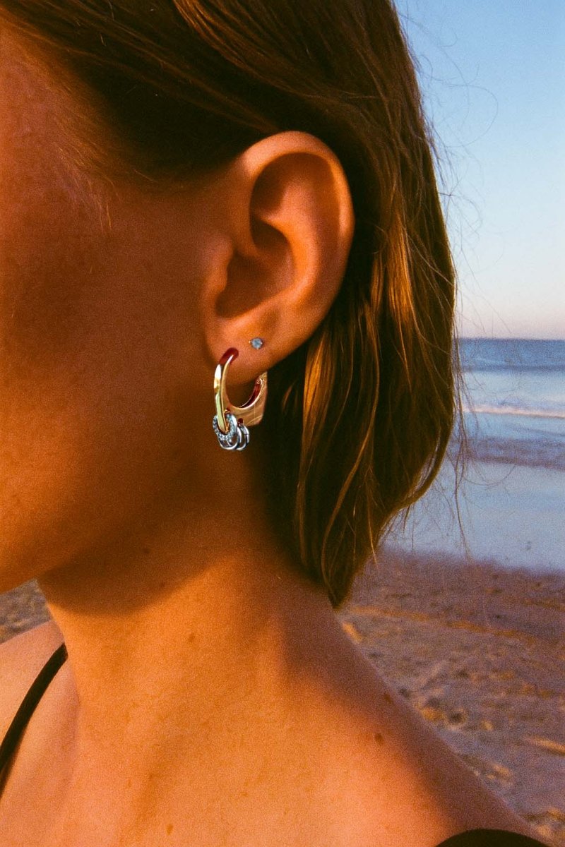 Two - Tone Link Earrings – Nexus Gold and Silver Loop Earrings - St geran