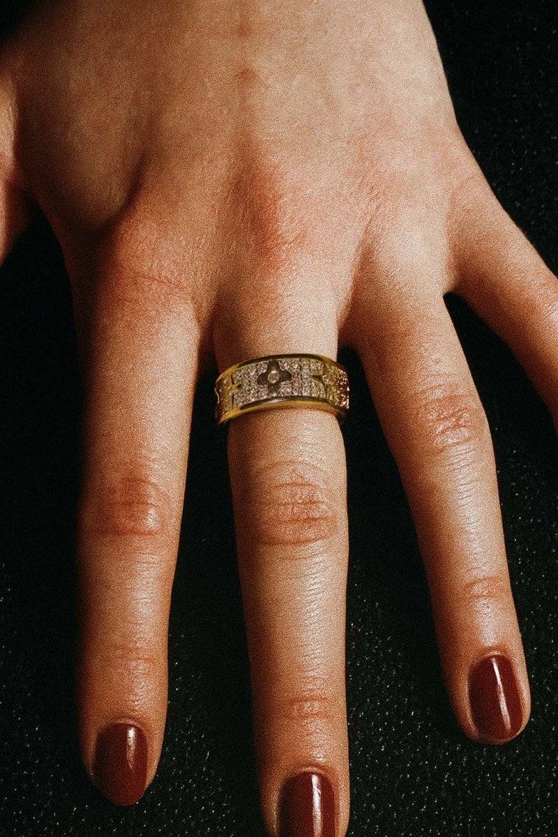 Wide Gold Floral Pavé Ring – Fleur Royale Ring - St geran